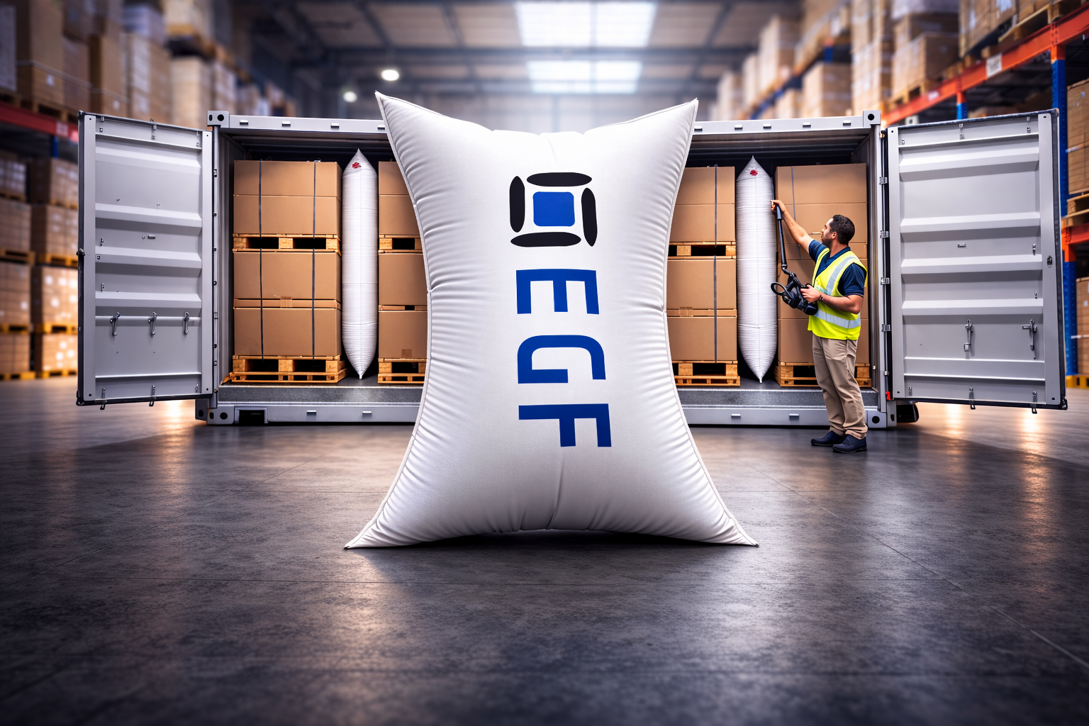 Bolsa de aire XpressLoad en un entorno de carga de contenedor