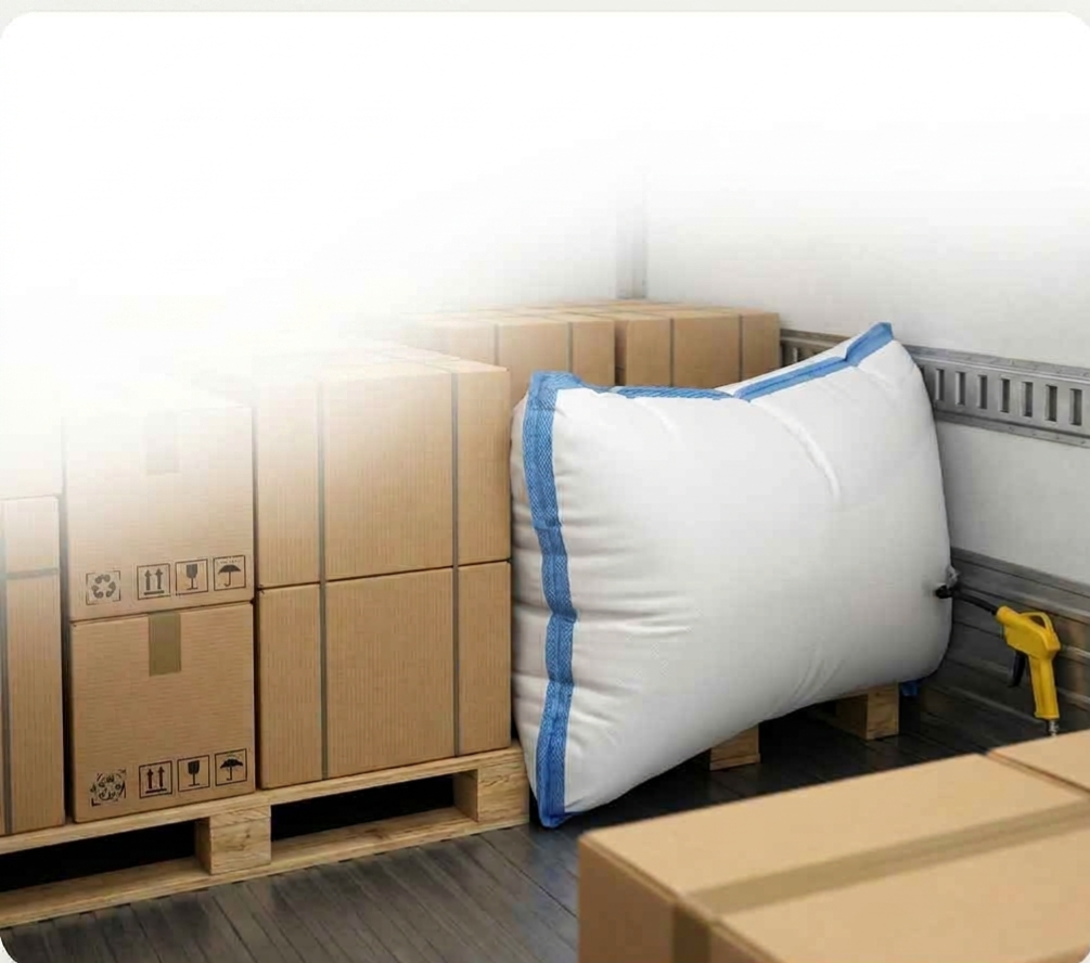 Level 1 dunnage airbag securing palletized cargo