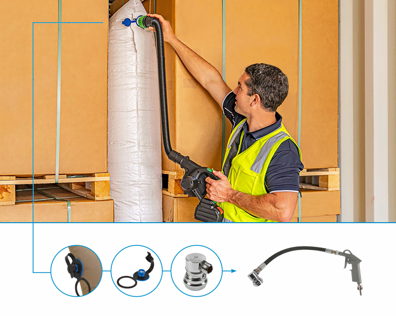 XpressLoad air gun and dunnage bag usage equipment